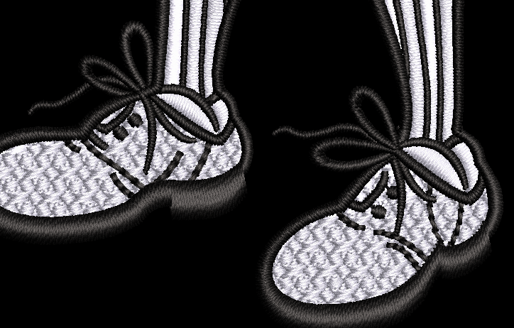 Black and white illustration of a pair of shoes with textured soles - Close up - NOT included in this listing