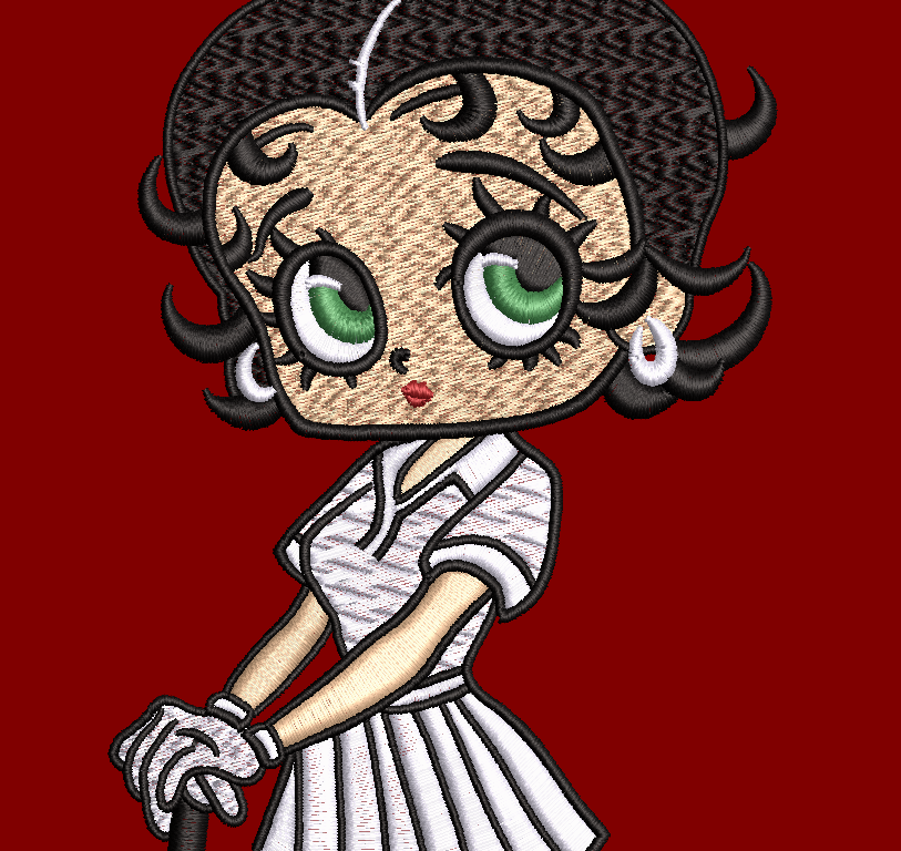Betty Boop with green eyes, black hair, in golf gear! - NOT included in this listing