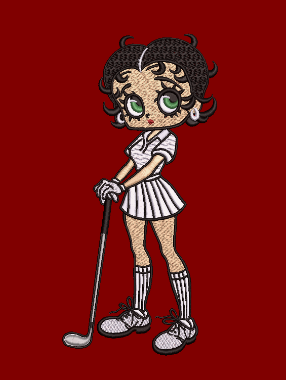 Betty Boop with green eyes, black hair, in golf gear! - NOT included in this listing
