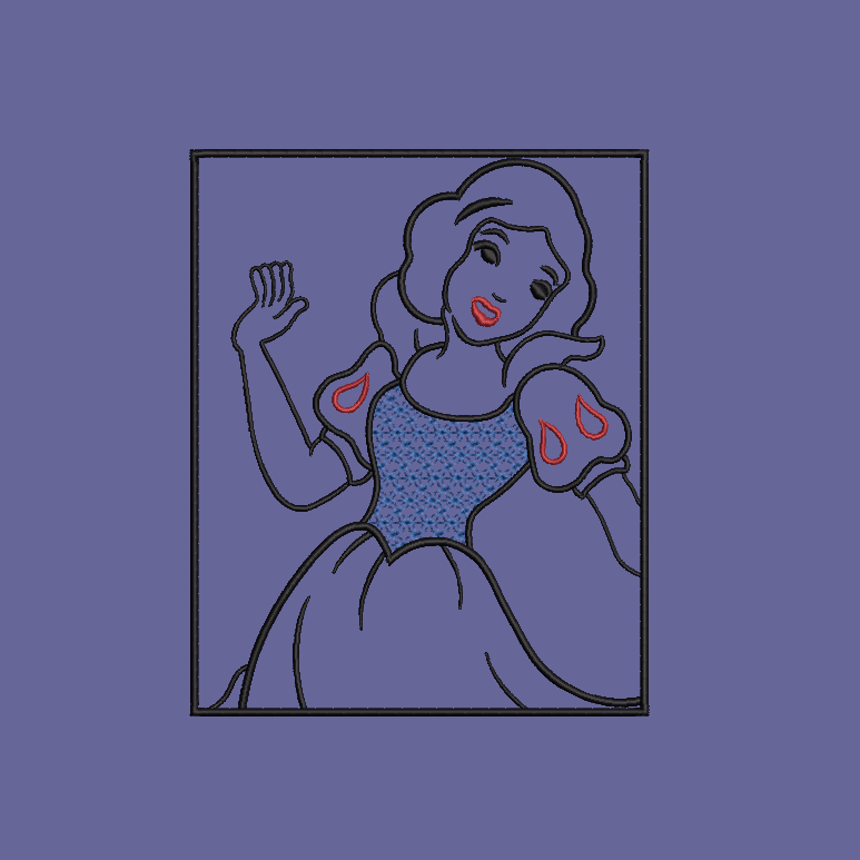 Snow White Outline - Satin Stitches. Beautiful Stich Out.
