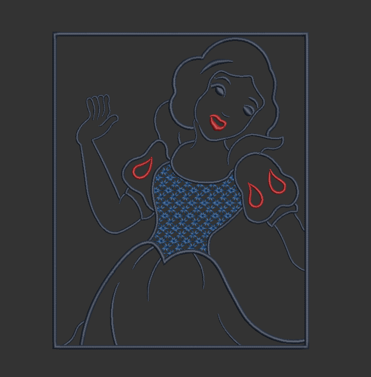 Snow White Outline - Satin Stitches. Beautiful Stich Out.