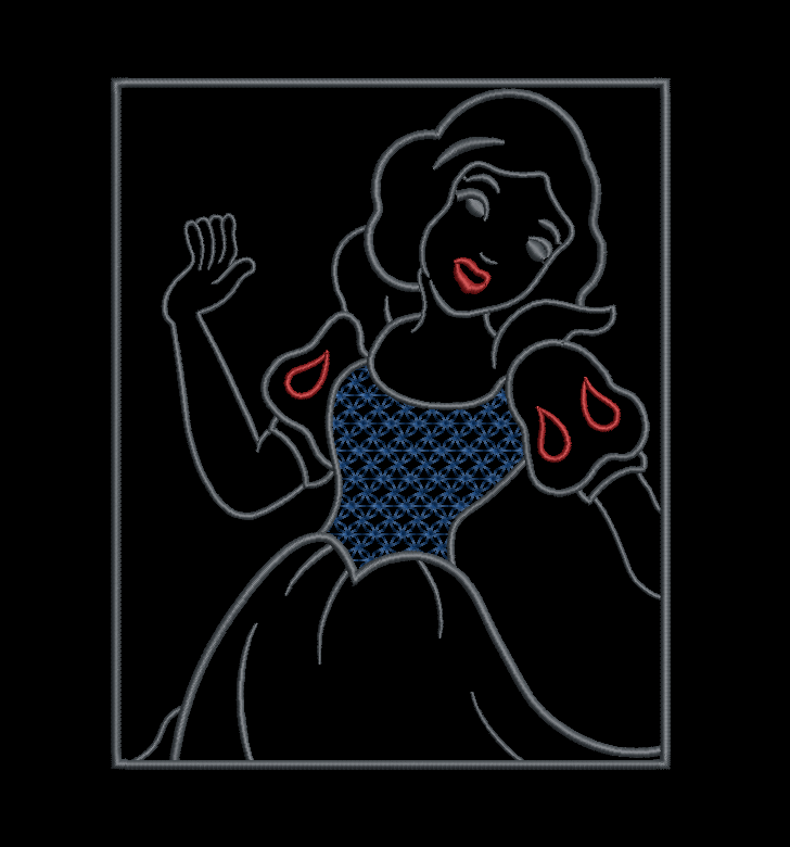 Snow White Outline - Satin Stitches. Beautiful Stich Out.