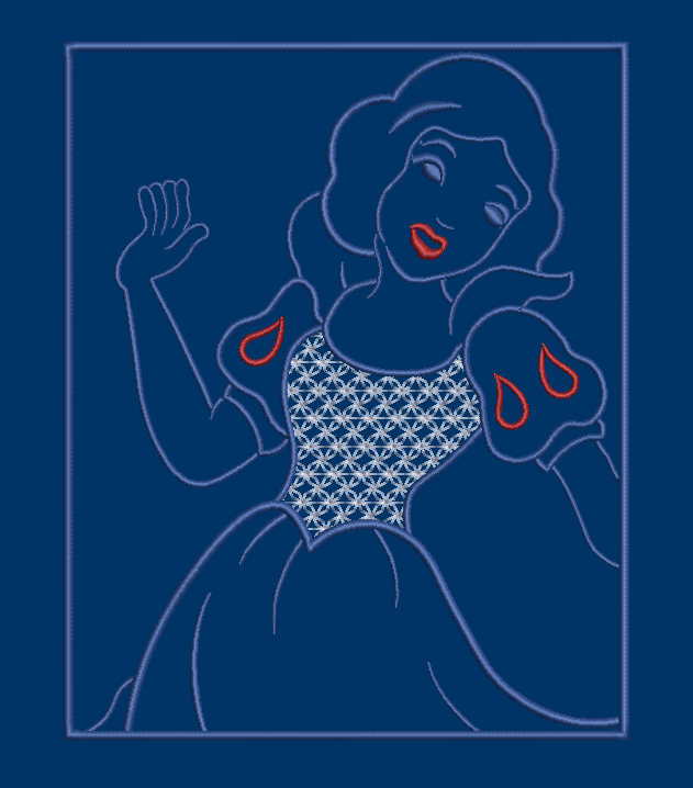 Snow White Outline - Satin Stitches. Beautiful Stich Out.