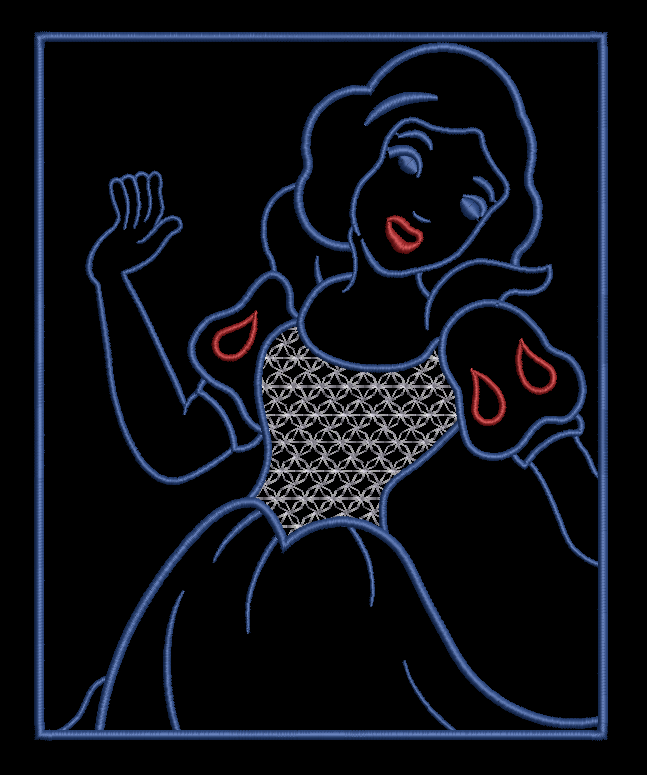 Snow White Outline - Satin Stitches. Beautiful Stich Out.