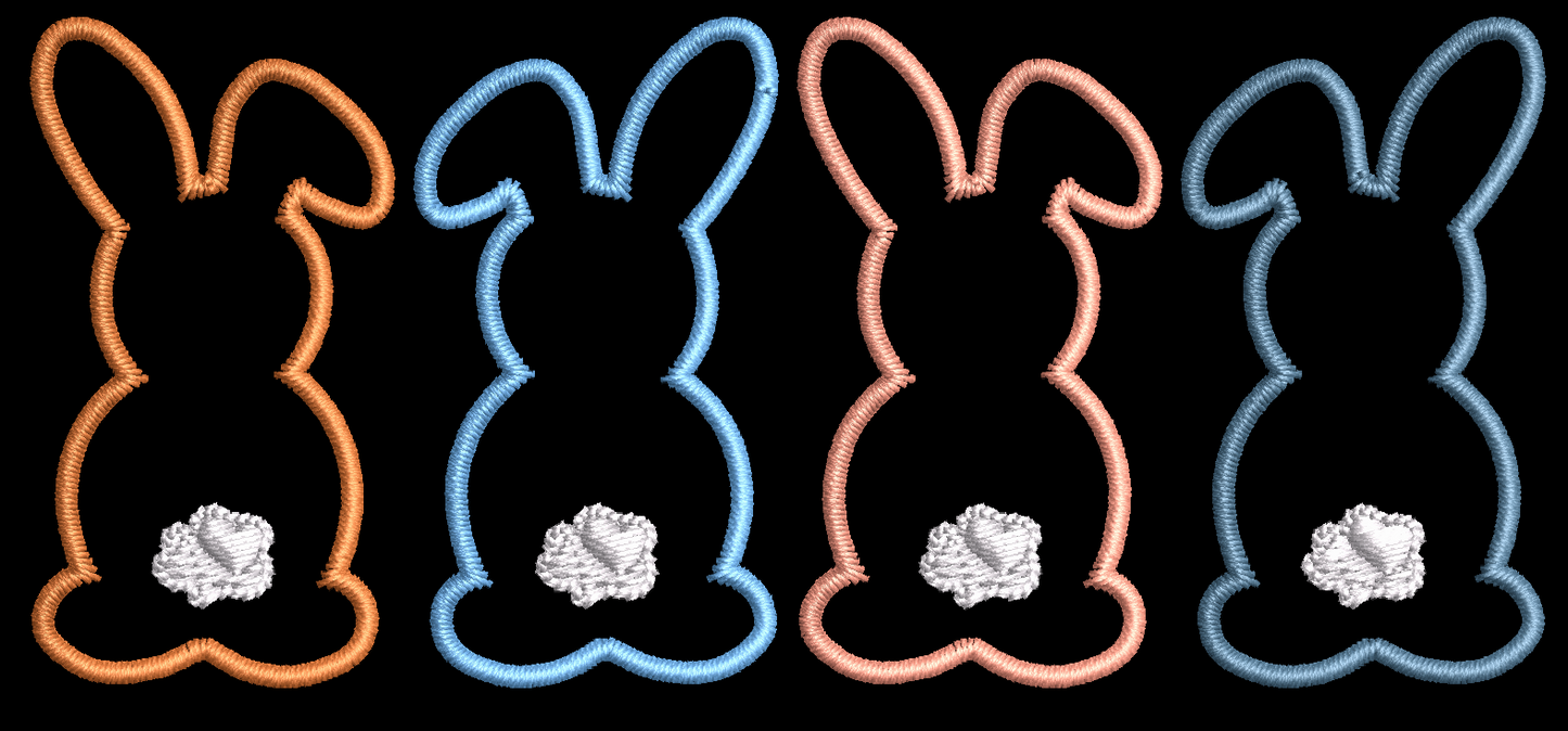 Row of Bunnies and Bunny Appliques and Design