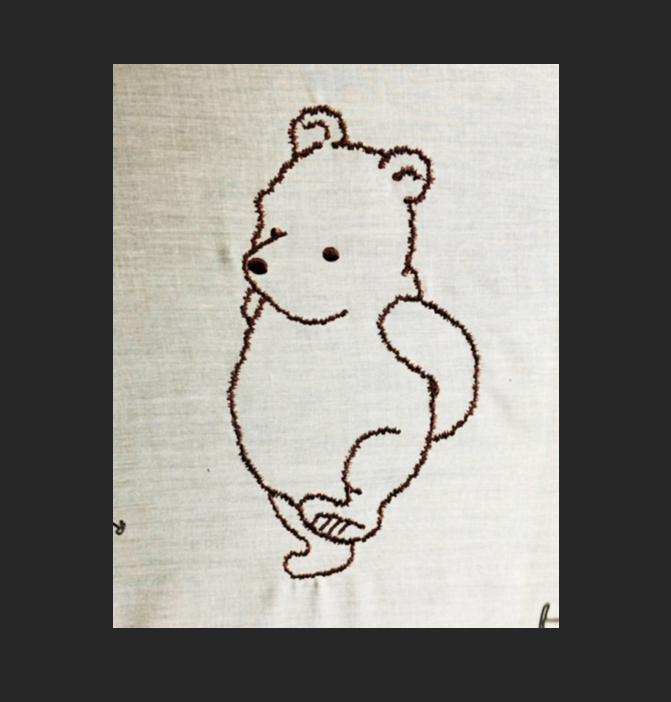 Fluffy Fur Effect! He is too cute!
Stitched out.
