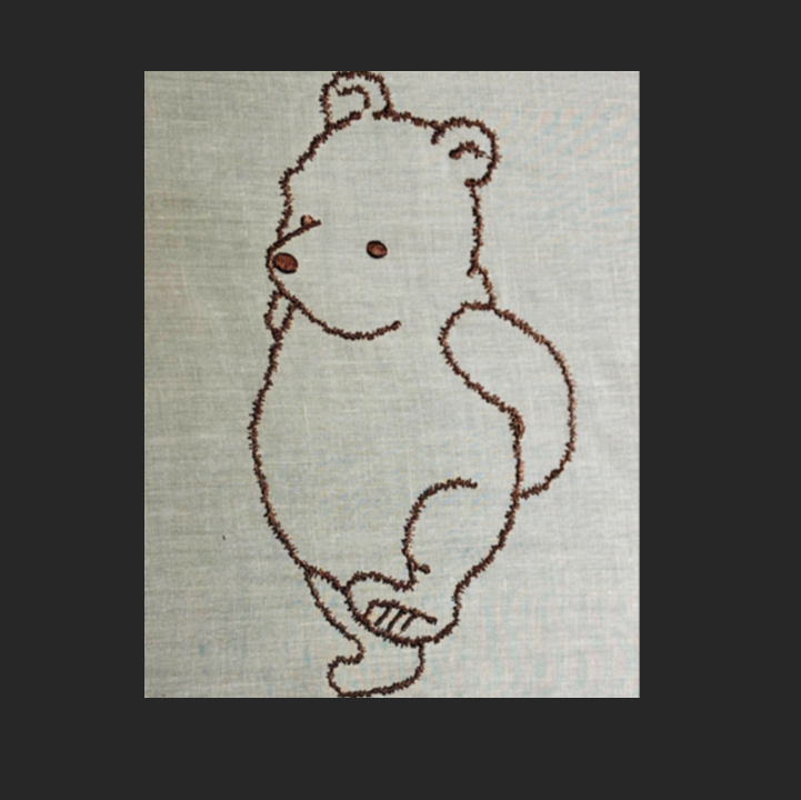 Fluffy Fur Effect! He is too cute!
Stitched out.