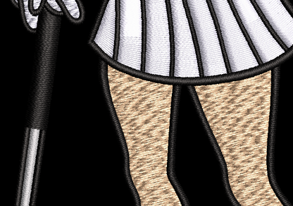 Close-up of a striped skirt and high-heeled shoes on a black background - NOT included in this listing