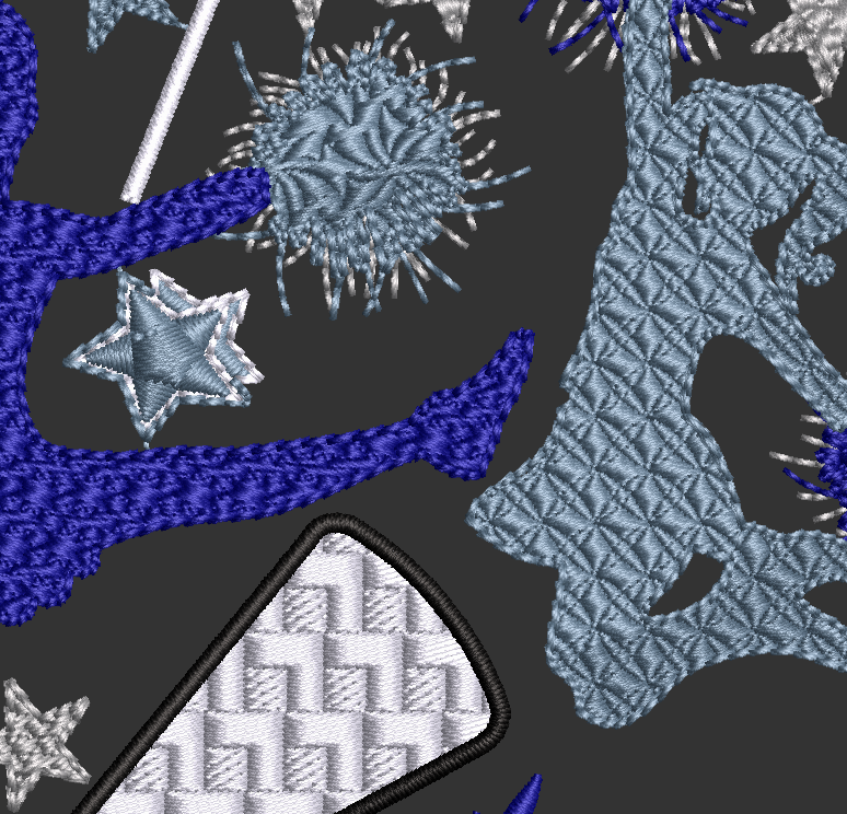Featuring three iconic jump poses alongside a megaphone, pom-poms, and energetic pendants commanding your team win! Close up of design.