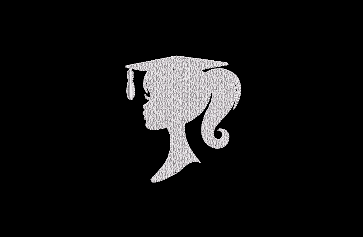 Graduation Embroidery Design Girl Silhouette 2 Hoop Sizes