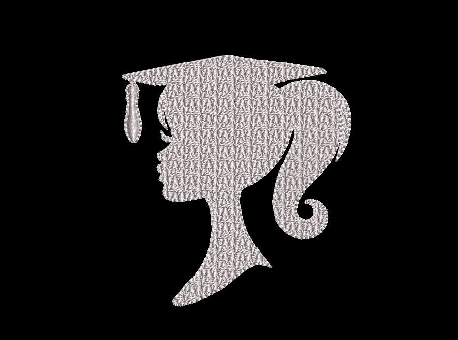 Graduation Embroidery Design Girl Silhouette 2 Hoop Sizes