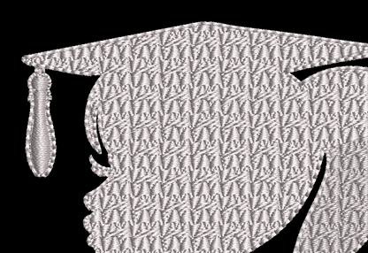 Graduation Embroidery Design Girl Silhouette 2 Hoop Sizes