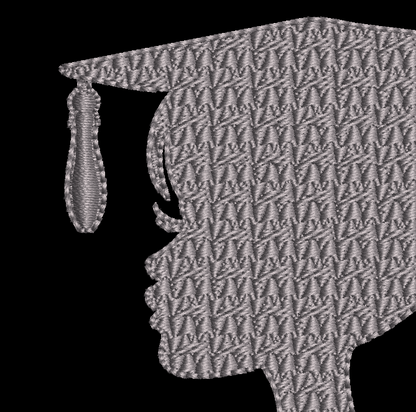 Graduation Embroidery Design Girl Silhouette 2 Hoop Sizes