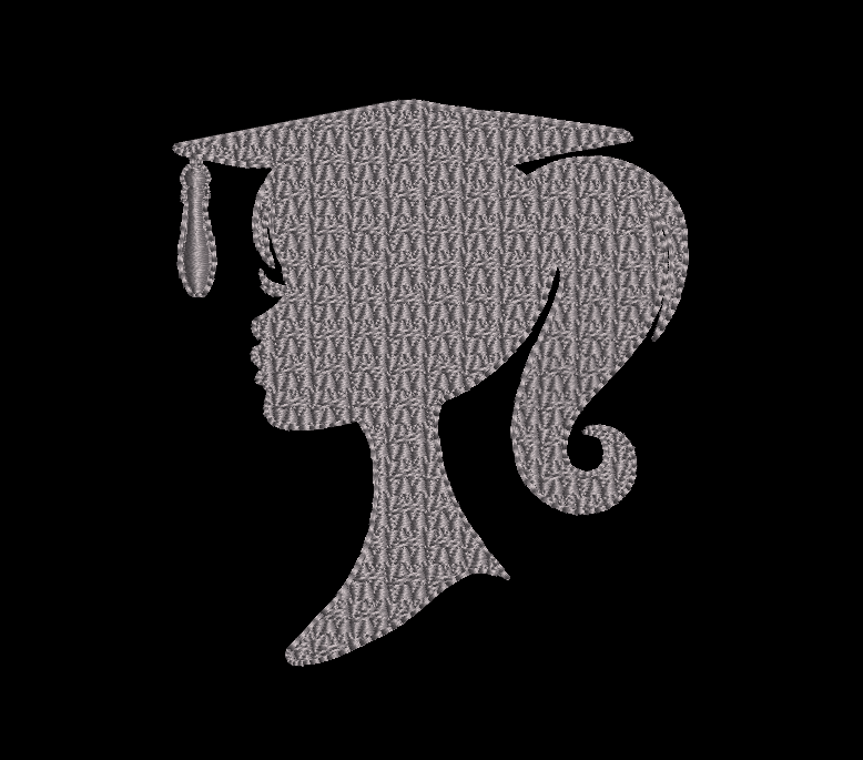 Graduation Embroidery Design Girl Silhouette 2 Hoop Sizes