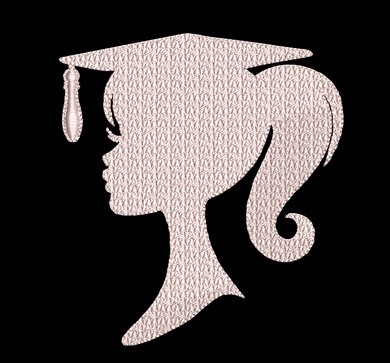Graduation Embroidery Design Girl Silhouette 2 Hoop Sizes