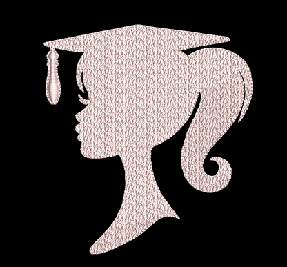 Graduation Embroidery Design Girl Silhouette 2 Hoop Sizes