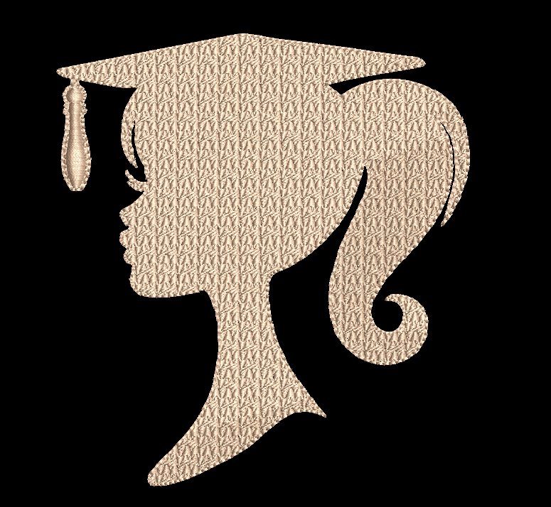 Graduation Embroidery Design Girl Silhouette 2 Hoop Sizes