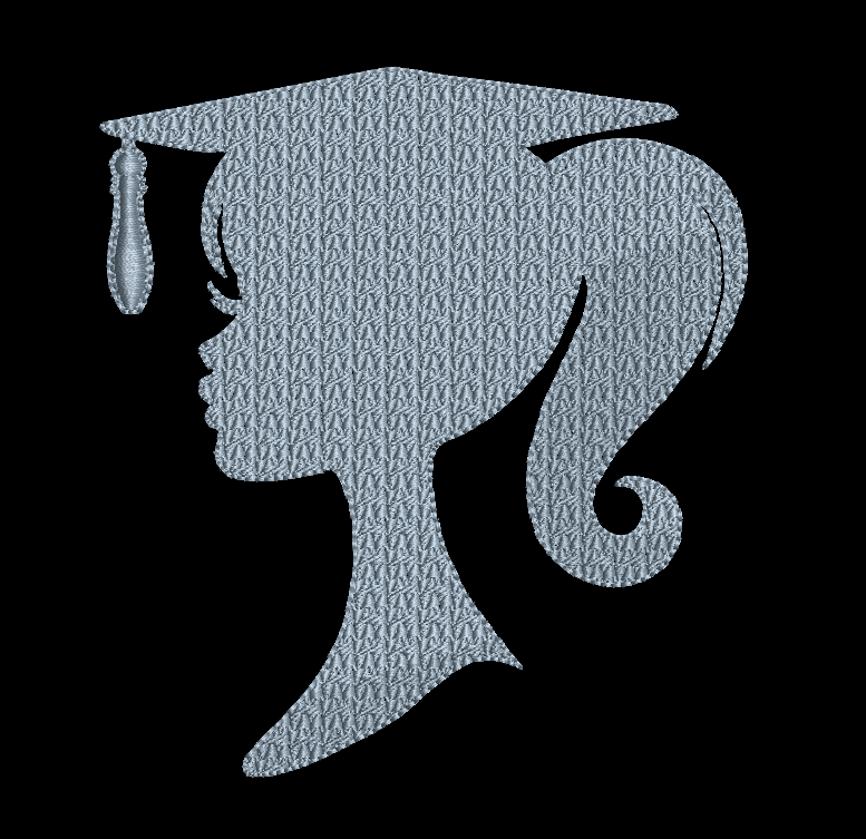 Graduation Embroidery Design Girl Silhouette 2 Hoop Sizes