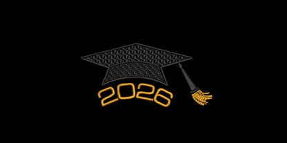 Graduation Embroidery Design - Graduation Cap and 2026 Cap
