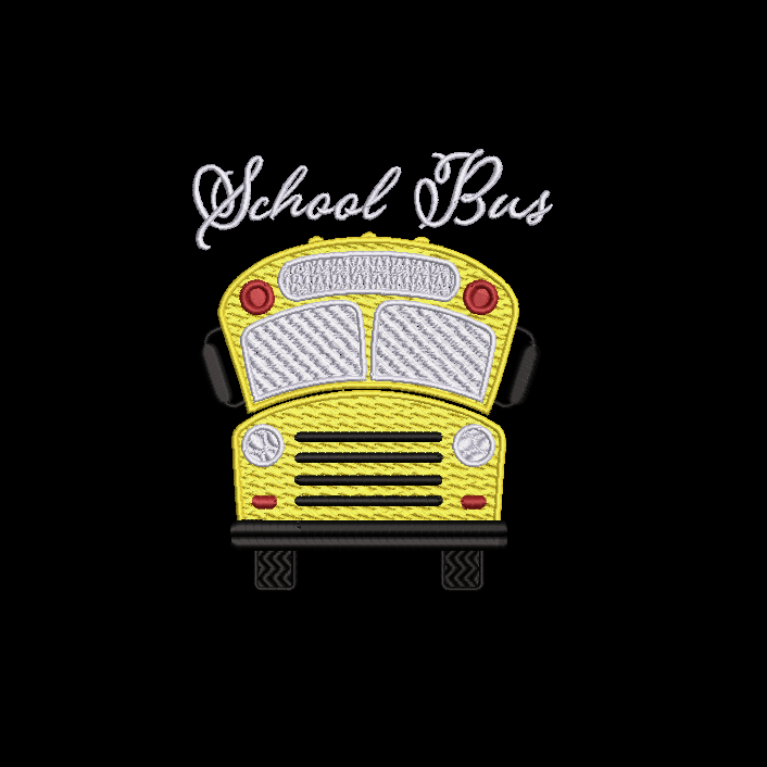 School Bus Embroidery Design