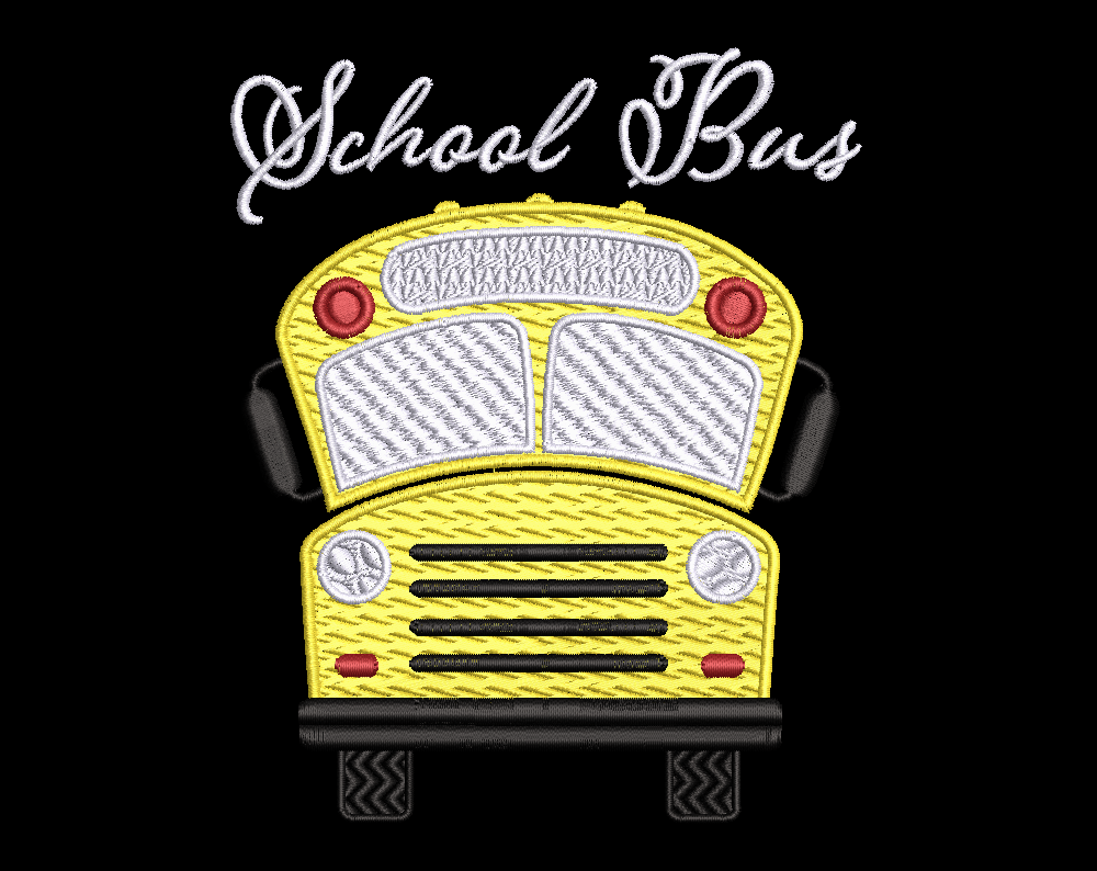 School Bus Embroidery Design
