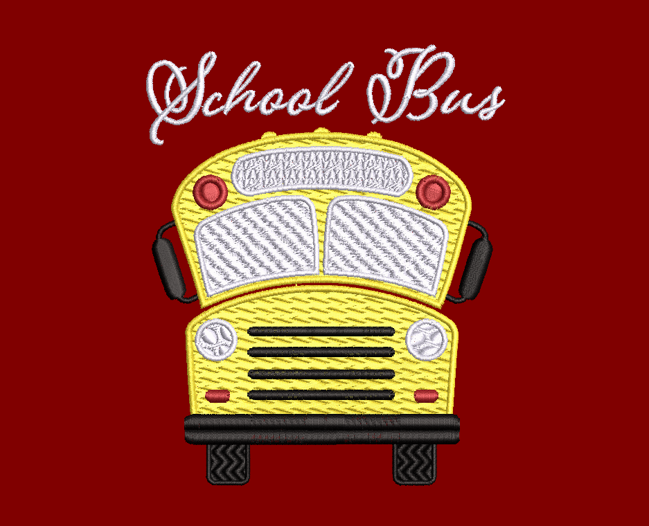 School Bus Embroidery Design
