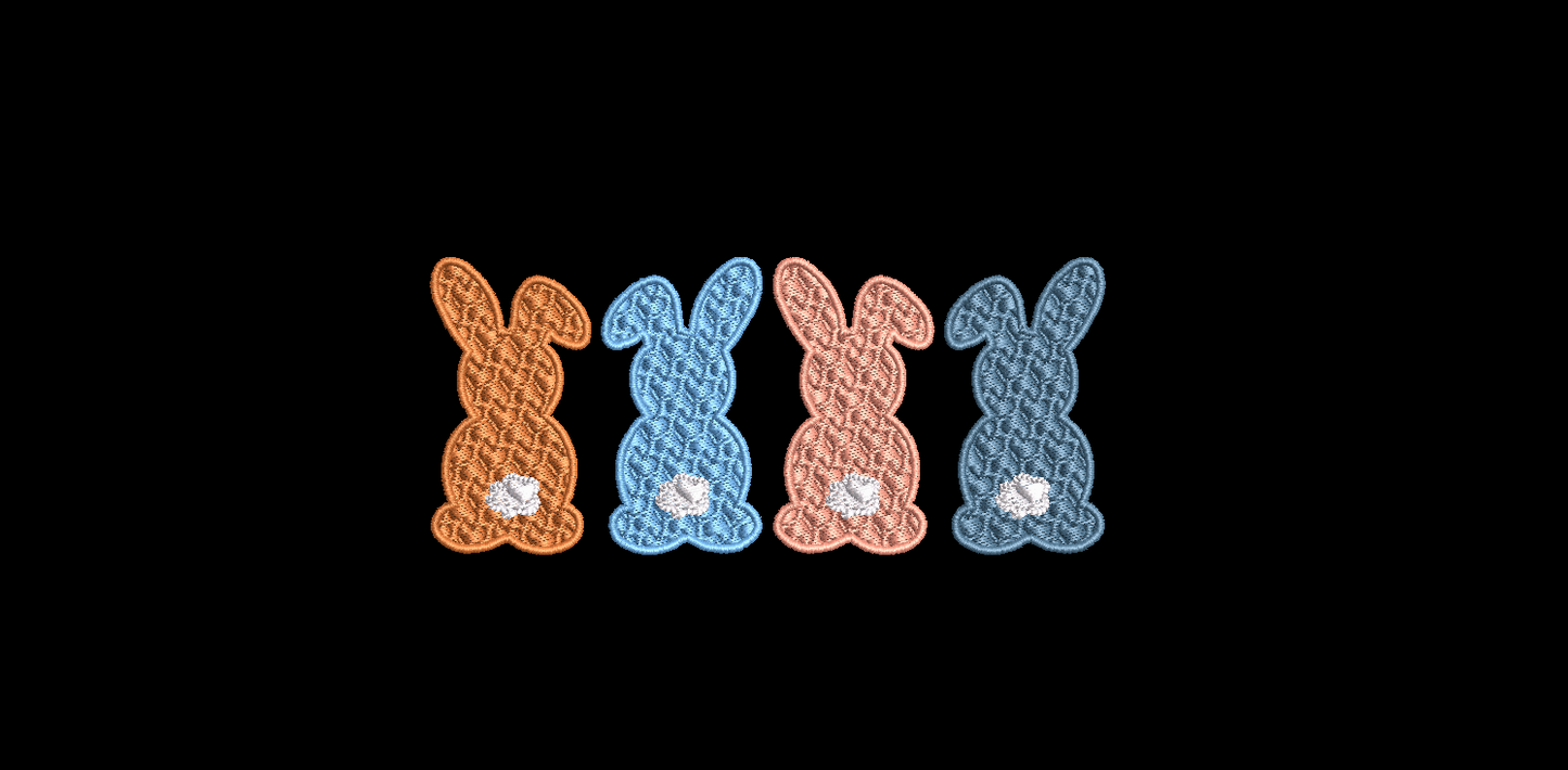 Row of Bunnies and Bunny Appliques and Design