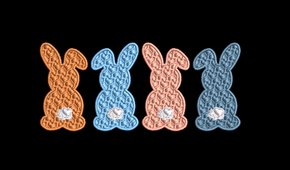 Row of Bunnies and Bunny Appliques and Design