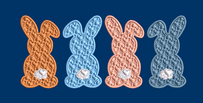 Row of Bunnies and Bunny Appliques and Design