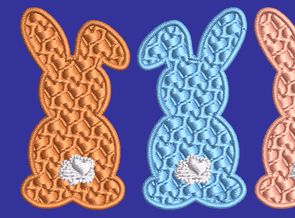 Row of Bunnies and Bunny Appliques and Design
