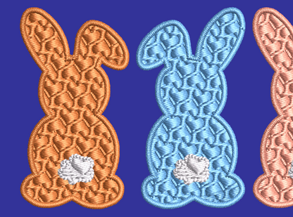 Row of Bunnies and Bunny Appliques and Design
