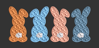 Row of Bunnies and Bunny Appliques and Design