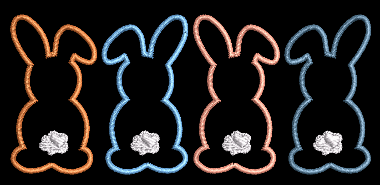Row of Bunnies and Bunny Appliques and Design