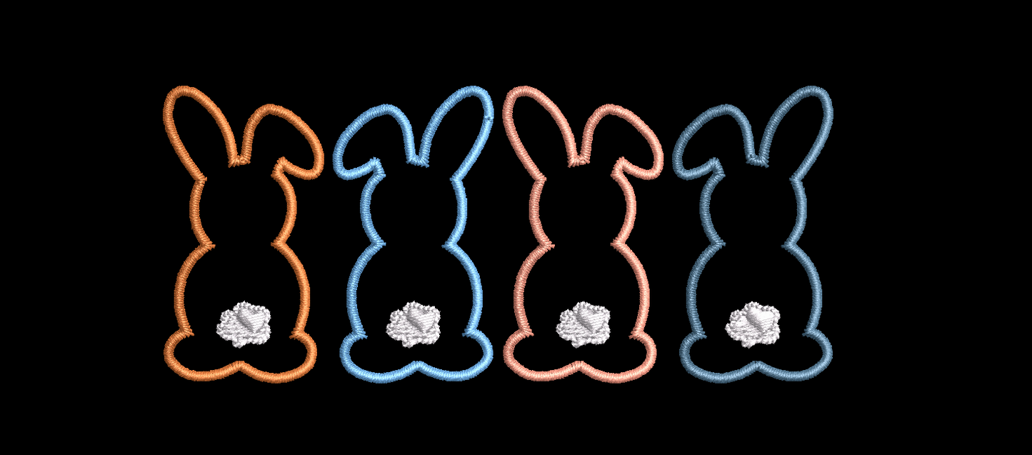 Row of Bunnies and Bunny Appliques and Design