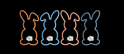 Row of Bunnies and Bunny Appliques and Design