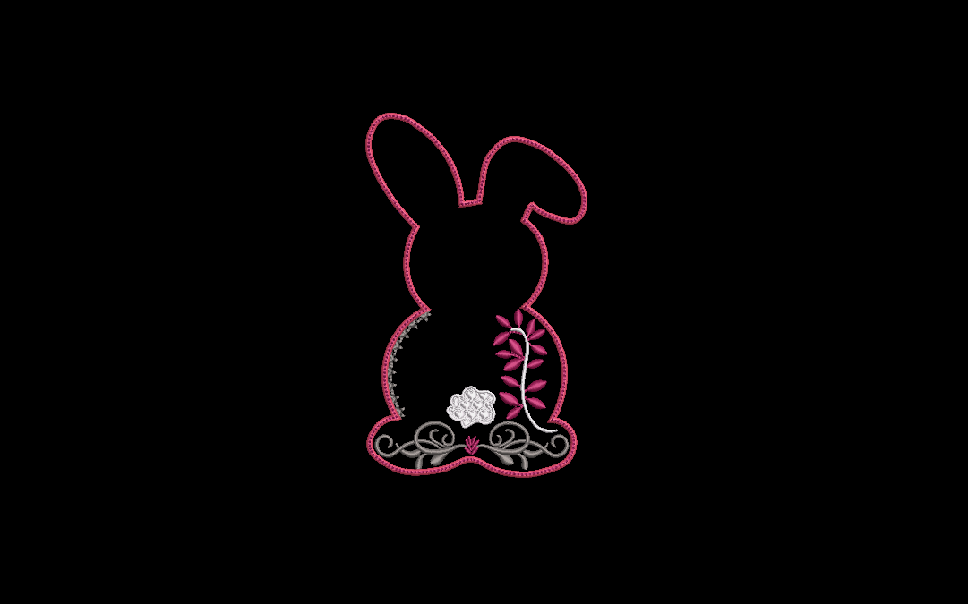 Row of Bunnies and Bunny Appliques and Design