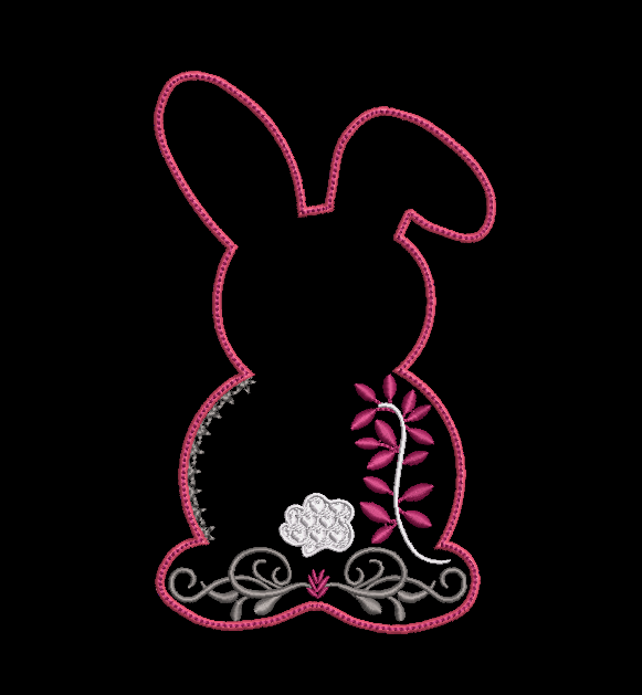 Row of Bunnies and Bunny Appliques and Design