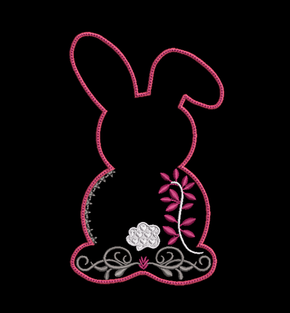 Row of Bunnies and Bunny Appliques and Design