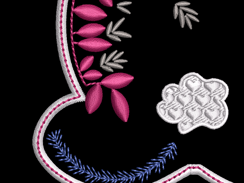 Row of Bunnies and Bunny Appliques and Design
