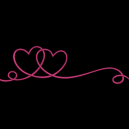 2 Hearts Lineart Satin Stitching - 3 Sizes Digital Download