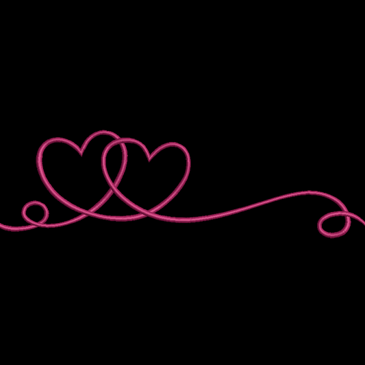 2 Hearts Lineart Satin Stitching - 3 Sizes Digital Download