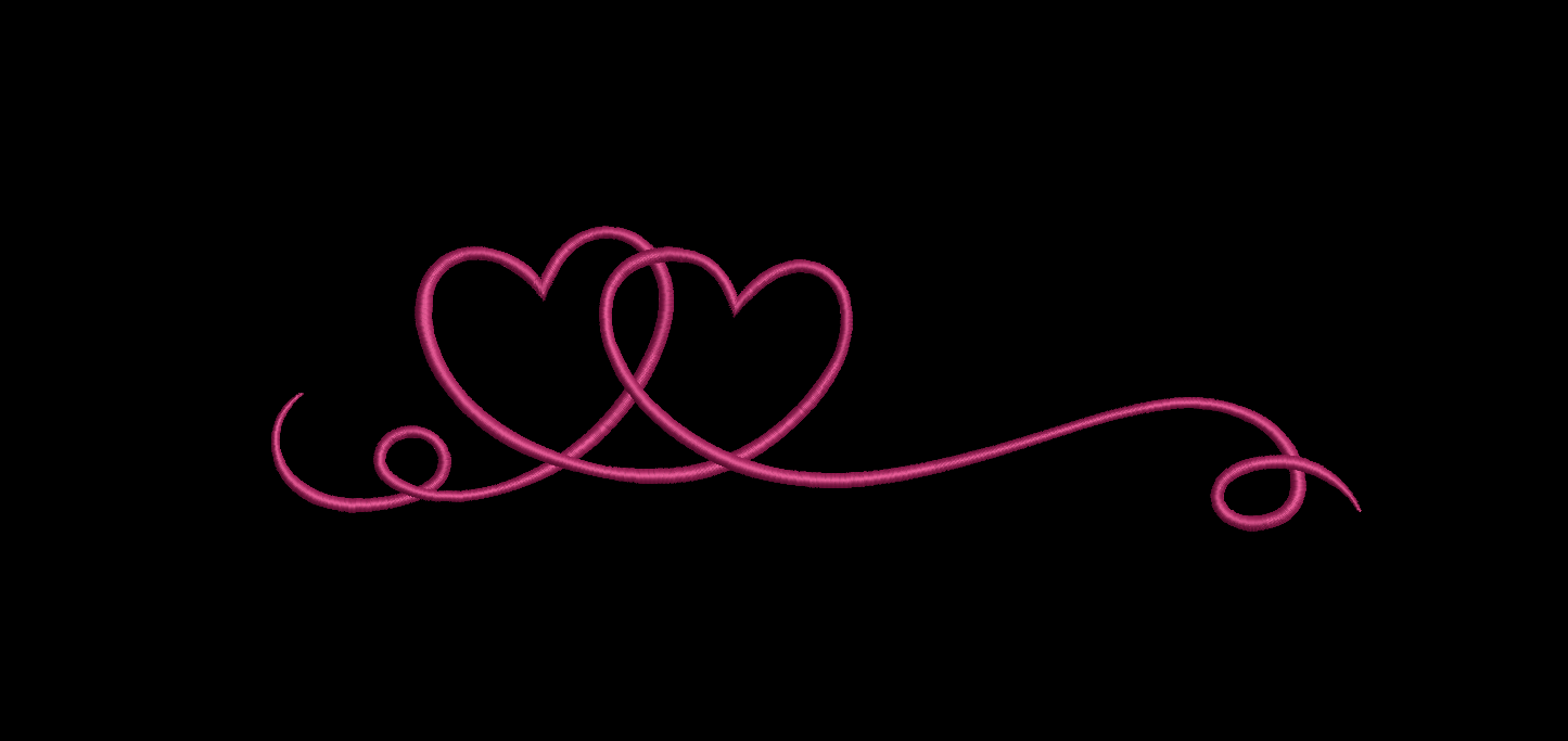 2 Hearts Lineart Satin Stitching - 3 Sizes Digital Download