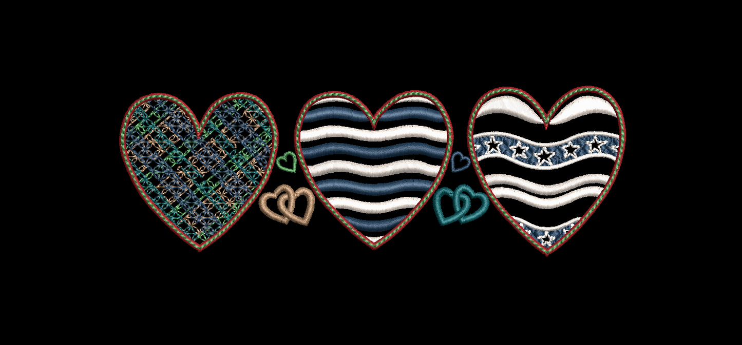 July 4 Patriotic Hearts - 7 Designs Included Digital Download