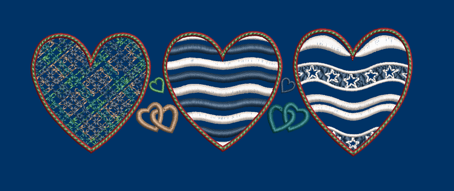 July 4 Patriotic Hearts - 7 Designs Included Digital Download
