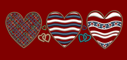 July 4 Patriotic Hearts - 7 Designs Included Digital Download