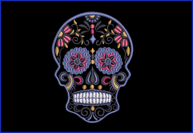 Sugar Skull 03 - 2 Hoop Sizes Digital Design Downloads