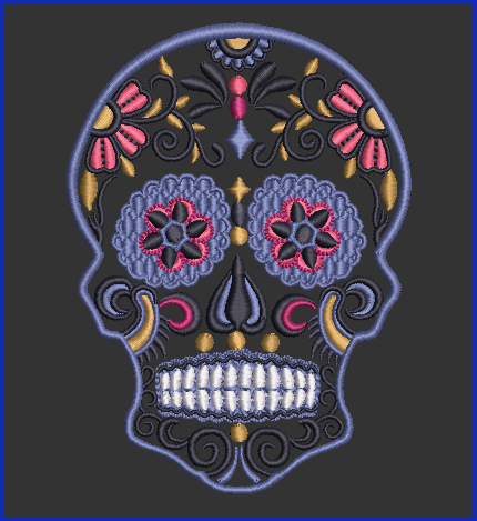 Sugar Skull 03 - 2 Hoop Sizes Digital Design Downloads