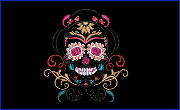 Sugar Skull 02 - 2 Hoop Sizes Digital Design Downloads