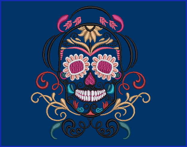 Sugar Skull 02 - 2 Hoop Sizes Digital Design Downloads