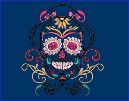 Sugar Skull 02 - 2 Hoop Sizes Digital Design Downloads